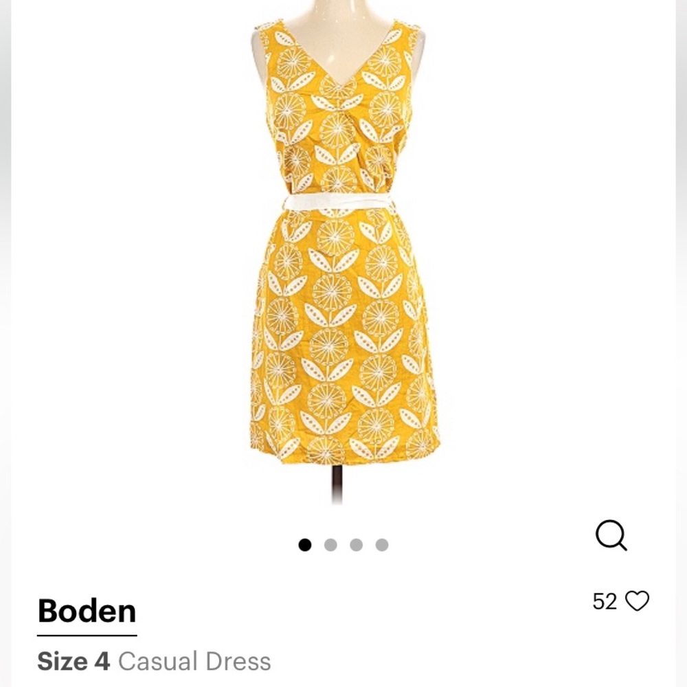 Boden yellow dress, size 4
